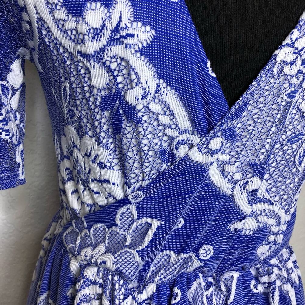 ASOS Maternity blue white floral crochet overlay dress size 4 - Picture 6 of 12